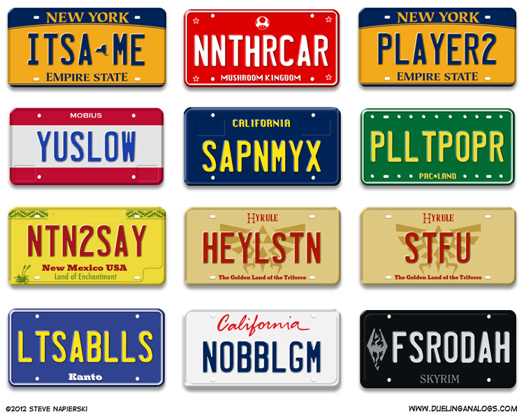 Video Game Vanity Plates